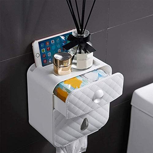 GENIGW vodootporan dvostruki toaletni papir držač tkiva kutija s policom za polje na zid-montiran kutija
