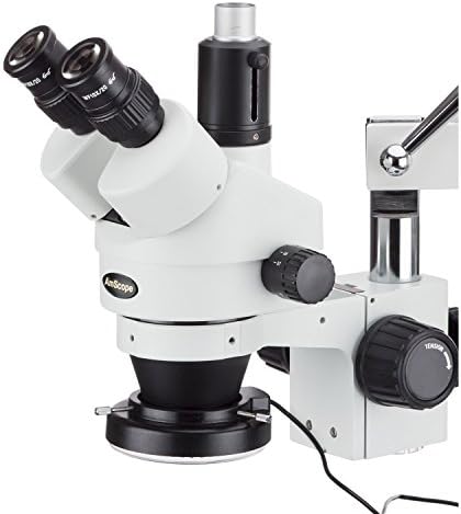 Amscope SM-4TZ-144a profesionalni Trinokularni Stereo Zoom mikroskop, okular WH10x, uvećanje 3,5 X-90X, zum objektiv 0,7 X-4,5 X, Četverozonsko LED prstenasto svjetlo, postolje za granu s dvije ruke, 110v-240v, uključuje 0,5 X i 2,0 X Barlow objektiv