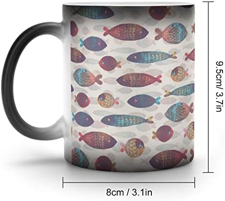 Smiješna šarena akvarelna riba Art Kreativna promjena boje keramička šolja za kafu šolja za promjenu