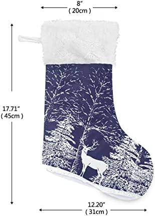 Alaza Božićne čarape Snowy Drveće Jela Šumska jelena Klasik Personalizirani Veliki ukrasi za čarape