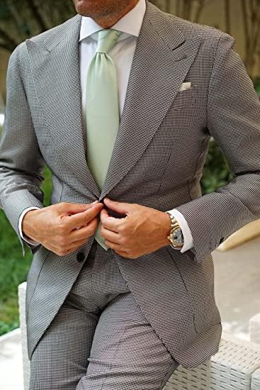 HISDERN kravate za muškarce čvrste Houndstooth kravate maramica formalni poslovni Tie & Pocket