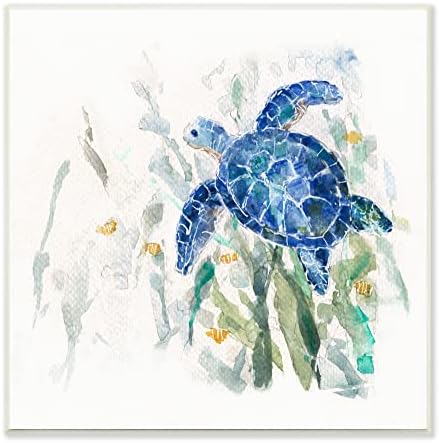 Stupell Industries Lijepa Plava morska kornjača plivajuće biljke slika, dizajn Sally Swatland