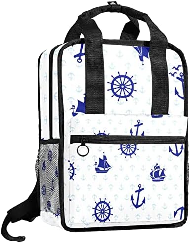 Tbouobt putni ruksak lagan laptop casual ruksak za žene muškarci, nautička mornarica Plavo sidro jedrilica