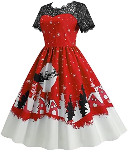 1950-ih Ženska vintage party haljina za božićne ispise A-line ljuljačke haljine praznična čipka elegantna