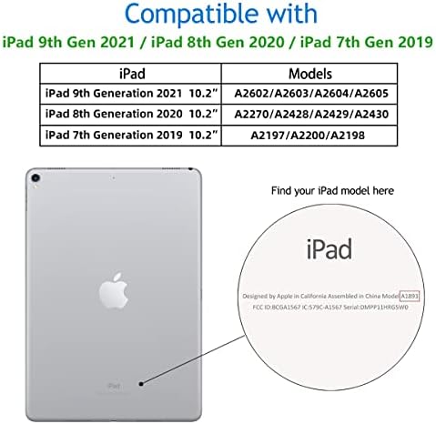 Akkerds Case kompatibilan sa iPad 10,2 inča 2021/2020 iPad 9. / 8. generacija i 2019 iPad 7. generacija sa olovkom, zaštitnom futrolom s mekim TPU nazad, automatsko spavanje / probude, starlight