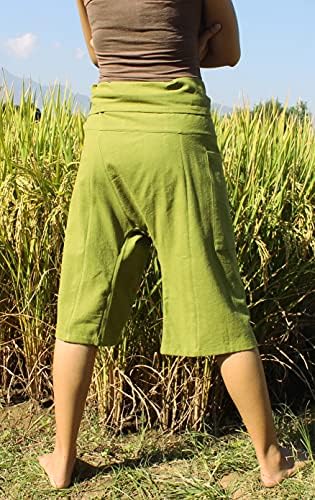 Raanpahmuang Thai Ribarske kratke hlače muškarci / žene, labavi joga, gusarske, harem hlače, pamuk, uniseks kimono hlače
