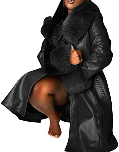 Ženski ležerni kaput zimski kaput dugmad dugih rukava dugačak kožni jakni kaput topli kaput odjeća u trendi jaknu svjetlost