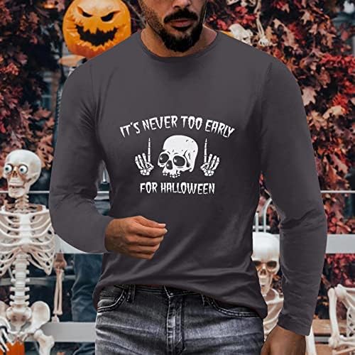 Beuu Halloween Thirsts za muške, locir s dugim rukavima Pismo Ispis smiješna grafička posada vrata Dizajnerska stranačka majica