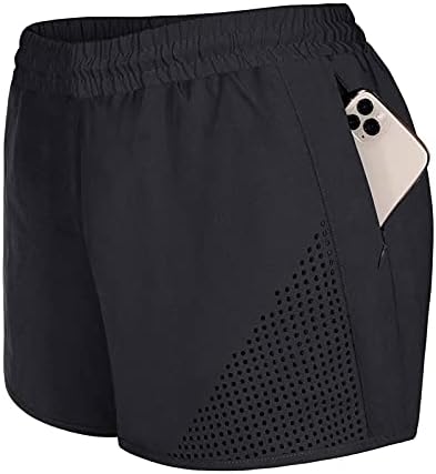BBLULU ženske kratke hlače sa visokim strukima sa džepovima sa zatvaračem, atletske kratke hlače Prozračne mrežne mreže Brze suho vježbanje hlače