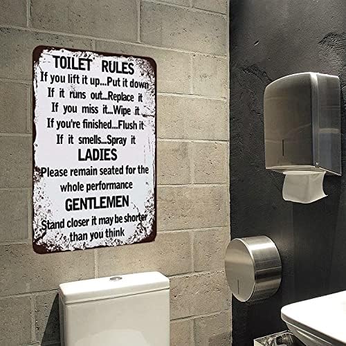 Pravila toaleta Vintage metalni znakovi smiješni dekor kupatila za Bar Cafe Pub dom-dame i gospodo-najbolja dekoracija WC zida 11,8 x 7,8 inča