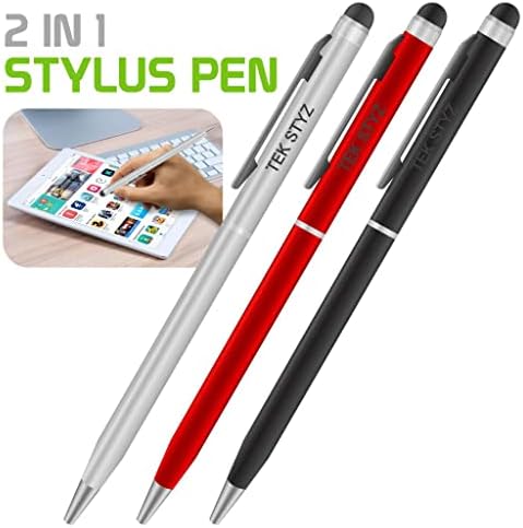 Pro stylus olovka za Samsung SM-G850Y sa mastilom, visokom preciznošću, ekstra osetljivim, kompaktnim obrascem za dodirne ekrane [3 pakovanje-crno-crveno-srebrna]