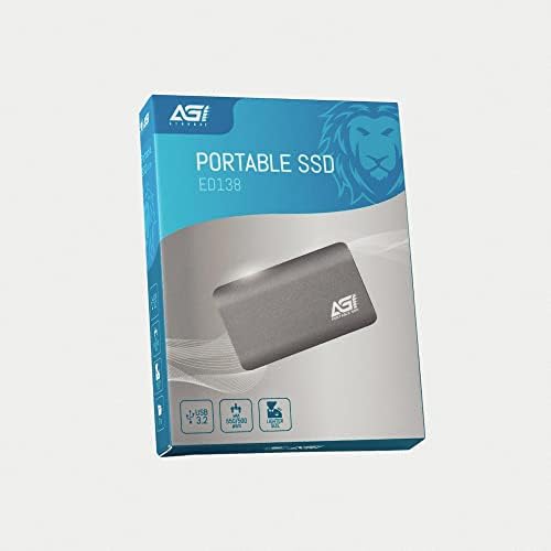 AGI 2TB ED138 Prijenosni vanjski SSD, USB3.2 Gen2 Tip-C za Tip-C/Tip-A kabl, Aluminijumsko kućište. Prenosite