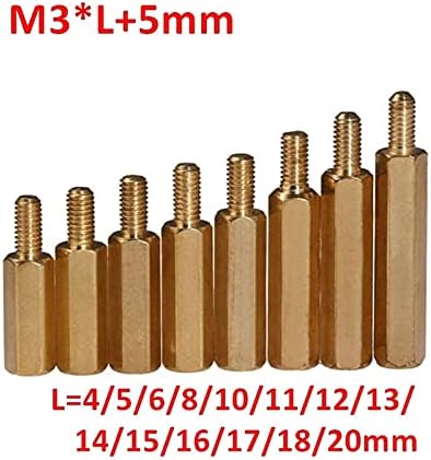 KHGWERO M3 muški šesterokutni mesingani PCB podnasljednički vijak M3X4 / 5/6/30/10/11/12/20 + 5 mm razmak stubova