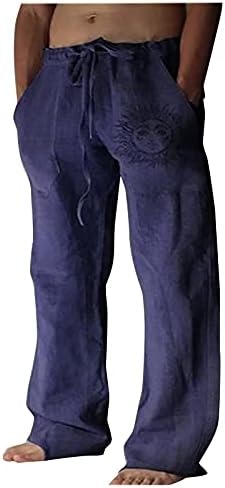 Wenkomg1 muške pamučne pantalone, širok zatvarač za zatvaranje nogu Povucite pantalone labavi fit baggy dnevni