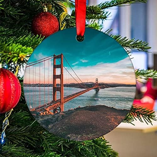 Golden Gate Bridge Božić Ornament San Francisco Ceramic Božić Ornament Ukrasi Božićno Drvo Božić Čarapa Punjenje Poklon Božić Privjesak