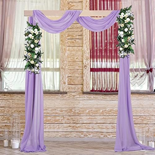 Lavender Vjenčani luk zavjese 2 ploče 18FT šifonska tkanina Draperija Voile Vjenčani luk 6 metara svadbene