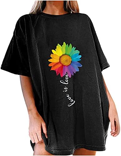 Ljetni vrhovi za žene Casual kratki rukav okrugli vrat grafički T-Shirt tinejdžerke prevelike široke majice bluza