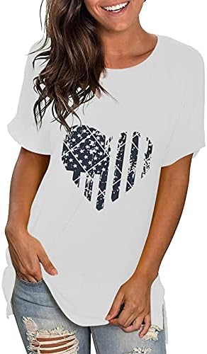 Ženska Čvrsta Košulja Ženska Majica O-Vrat Dan Nezavisnosti Stilski Majice Casual V Vrat Žene
