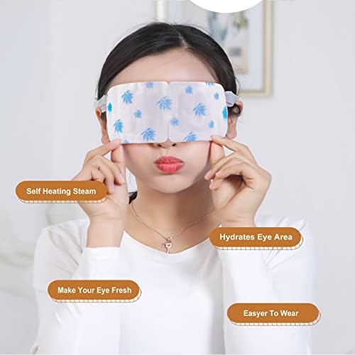 Shuwrwb Qiai Samo-grijanje Steam Eye maska ​​10 paketa za bolje spavanje i banje za mirovanje | Smanjite tamne krugove i natečenost | Reljefna oka zamotavanje suha i svrbežnih očiju | Smanjite bore | Ponovna za osobnu njegu