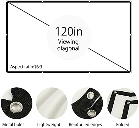 FZZDP 100/120 inčni ekran projektora 16: 9 Bijeli dijagonalni video projekcijski ekran za dijagonal za video