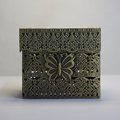 Sehamano leptir dizajniran vintage kvadratni držač tkiva - antikni ukrasni metalni tkivni tkivni tkivni