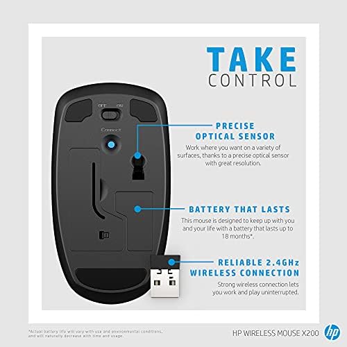 HP bežični miš X200, 2,4 GHz sa USB prijemnikom, 18-mjesečnim trajanjem baterije, ambijentk-strosnim, Windows