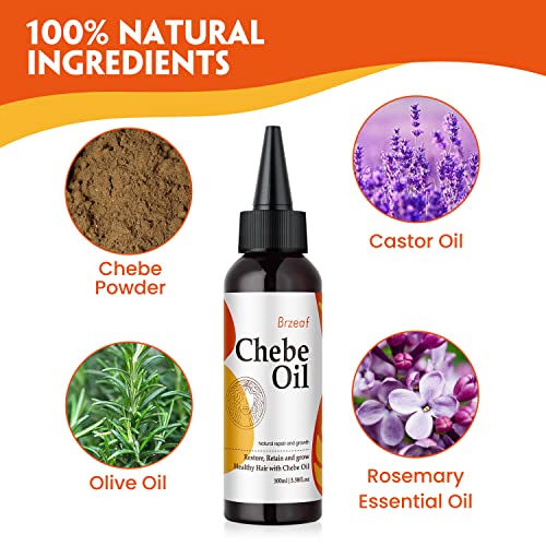 Brzeaf prirodni Chebe ulje za kosu, Chebe ulje za rast kose – Super hidratantno & podmazivanje, Afričko Chebe