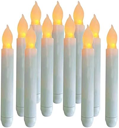 12pcs bezumne konusne svijeće sa tajmerom, 6,5 LED baterirane batere, sužene svijeće sa toplim bijelim plamenom, kapljivim svijećama za crkvene kućne ukrase