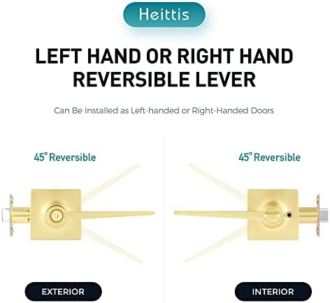 Heittis 5 pakovanja ručke za vrata zlatna unutrašnja ručica vrata za spavaću sobu i kupatilo, ručice za zaštitu privatnosti bez ključa, modernih kvadratnih vrata