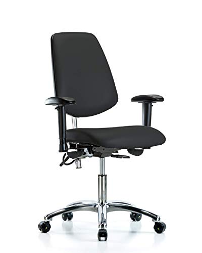 LabTech sjedeća LT43574 klasa 100 čista soba/ESD vinil stolica za visinu stola Srednja leđa hromirana baza,