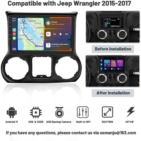 za Jeep-Wrangler-Radio 2015 2017 Android Auto Radio sa CarPlay Android Auto, 10.1 inčni auto Stereo ekran osetljiv na dodir sa GPS Navi WiFi RDS HiFi SWC