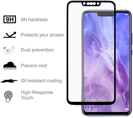 Boxwave zaštitnik ekrana kompatibilan sa Huawei Nova 3-ClearTouch Glass Ultra, 9h Zaštita ekrana od kaljenog stakla sa obrubom u boji za Huawei Nova 3-Jet Black