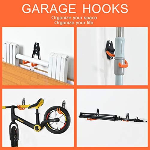 Aoben Garage Kuke, čelične garažne kuke, vješalice za komunalne alate i kombinirajuće garažne kuke za zid za organizovanje ljestvi, bicikala, crijeva i više opreme