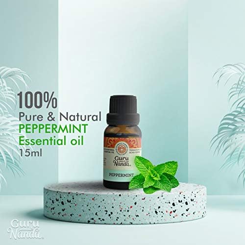 Gurunanda Peppermint eterično ulje - čista terapijska klasa paprika na miru za aromaterapiju i glavobolje, esencijalno ulje za rast kose, difuzorsko esencijalno ulje, svježi miris mentola
