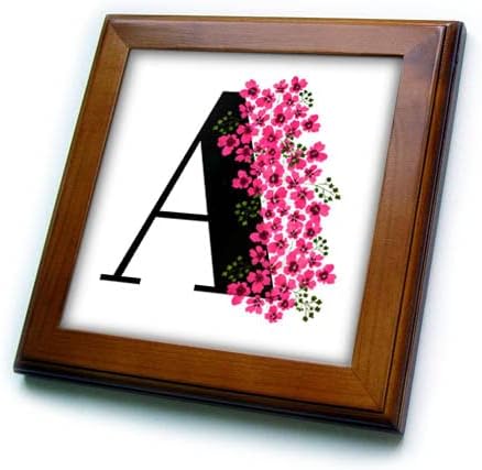 3drose Mahwish-Monogram-slika cvjetnog monograma a-uokvirene pločice