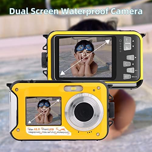 Nadograđeni vodootporni digitalni fotoaparat, 48MP 2,7k 16x zumira dual ekranu vodootporna kamera, 10ft
