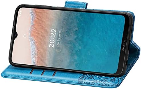 LEMAXELERS torbica za novčanik Nokia C21 Plus, Nokia C21 Plus Premium PU Koža reljefni Flip Magnetic sa držačem kartice i postoljem slučaj za Nokia C21 Plus Big Butterfly Blue SD