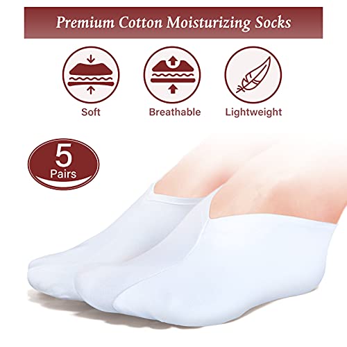 5 pari hidratantnih čarapa preko noći Spa čarapa za suha stopala, čarapa za poboljšanje vlage, kozmetičkih