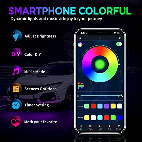 Kasfree RGB Dream Color Car Underglow Bluetooth Lights Kit, Underbody Neonski naglasak vanjski Automobili
