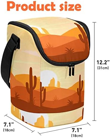 Lagana velika torba za ručak pejzaž sa pustinjom i kaktusom Sundown ilustracijom višekratna kutija za ručak za žene i muškarce