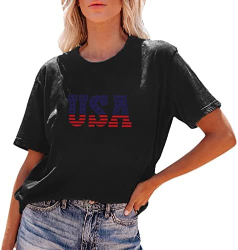 Ženske majice Žene Ženska dana za neovisnost Ispiši majicu kratkih rukava USA Monogram zastava Grafičke tee