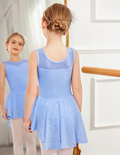 Zaclotre Kid Girls Sparkly Dance Leotard sa suknjom Hi-slabo sjajne baletne haljine