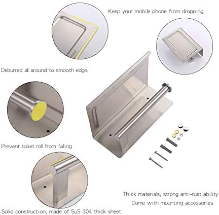Držač za toaletni papir SUS304 Dispenzer od nehrđajućeg čelika Skladište kupaonice Toaletni tkivo držač sa telefonskim nosačem za police samo ljepilo Nema bušilice ili zidova sa vijcima brušenim niklom