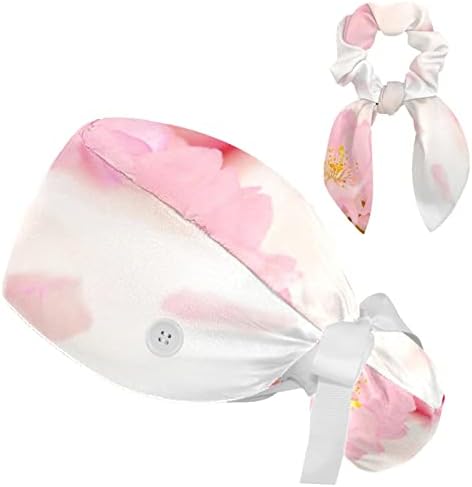Ružičasta cvijeća Cherry cvjetač Radni šešir Podesivi kape za piling sa gumbima i luk kosu za
