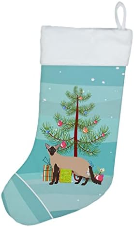 Caroline's blaga CK4590CS Colorpoint Longhair Cat Merry Božićne božićne čarape, Kamin Viseći čarape Božićna sezona Party Decor Decor porodice Dekoracije,
