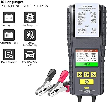 PDGJG BT860 12-24V Tester akumulatora za automobile sa štampačem & amp; alat za ispitivanje Temperature