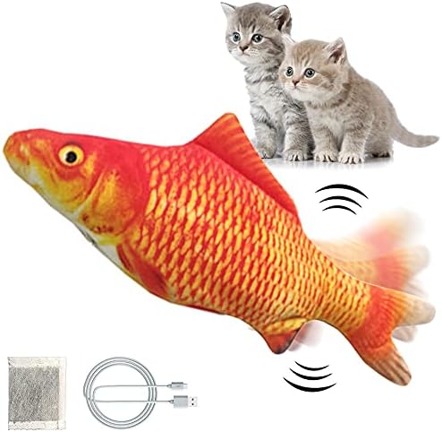 BIHUO disketa crvena mačka igračka - električna flopping riba, realistična plesna riba picker, igračka za mačku riba, catnip mačke igračke, plišane interaktivne žvakaće igračke za unutrašnje mačke, zabavna igračka za vježbu za unutarnju boju