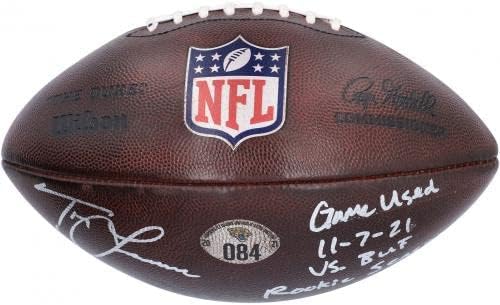 Trevor Lawrence Jacksonville Jaguars s autogramom fudbal u odnosu na Buffalo Bills 7. novembra 2021. sa & # 34; korištena igra& # 34; natpis - # 84-NFL igra s autogramom korištena nogometne lopte