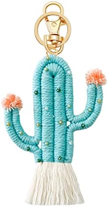 Reizteko tkani slatki kaktus privjesak za ključeve ručno rađeni boemski Pahuljasti privjesak s resicama