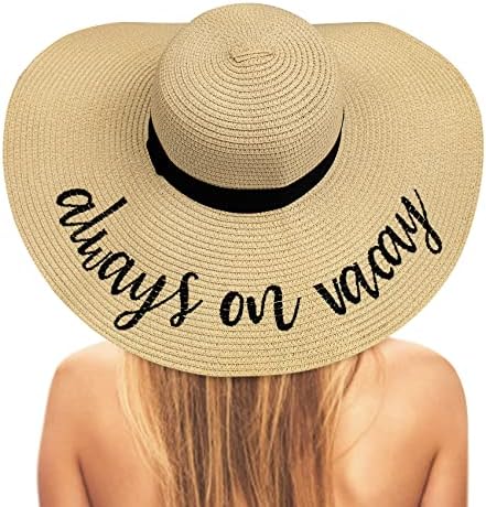 Sklopivi šeširi za plažu za žene, vezeni Floppy šeširi za žene plaža, vokacija, krstarenje, medeni